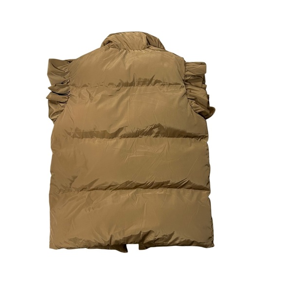 NWT Bucket List Womens Medium Ruffle SLEEVE DOWN VEST | CAMEL/Brown - Picture 2 of 6